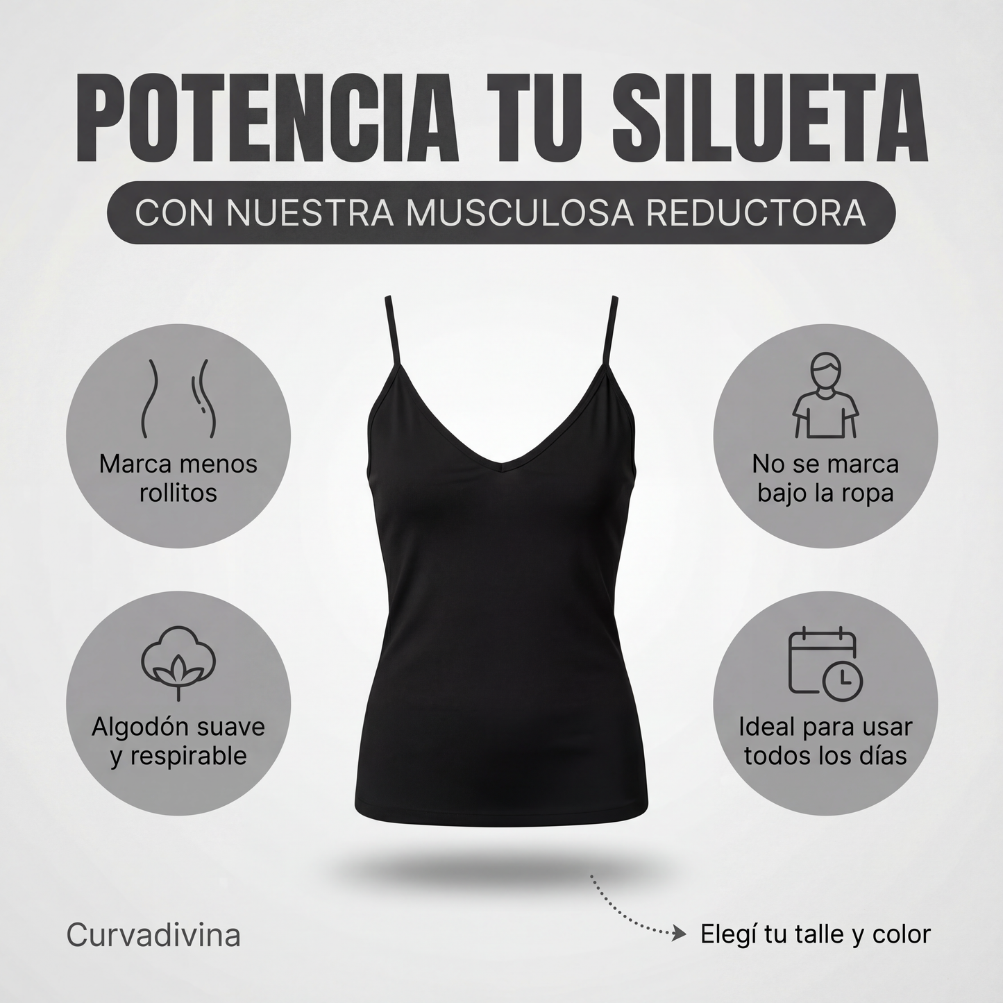 T-Shirt Bretel Fino Negra